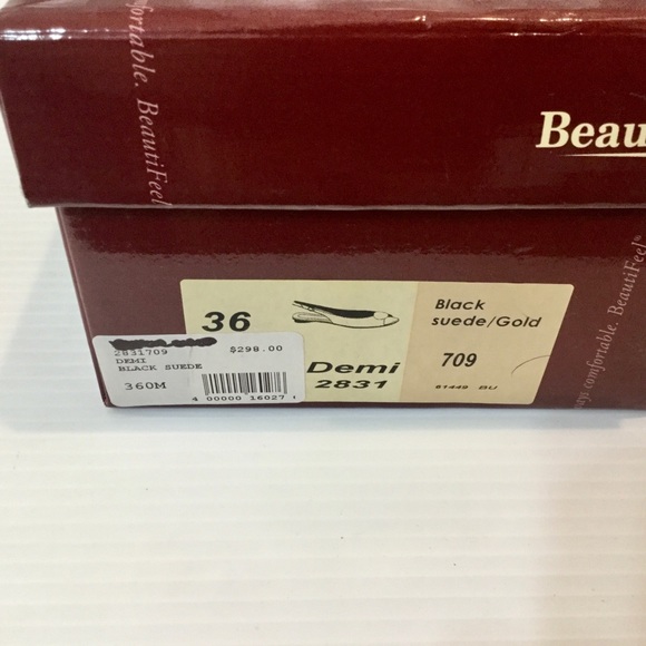 BEAUTIFEEL Demi Black Suede Slingback Flats Gold 6 - Picture 12 of 13